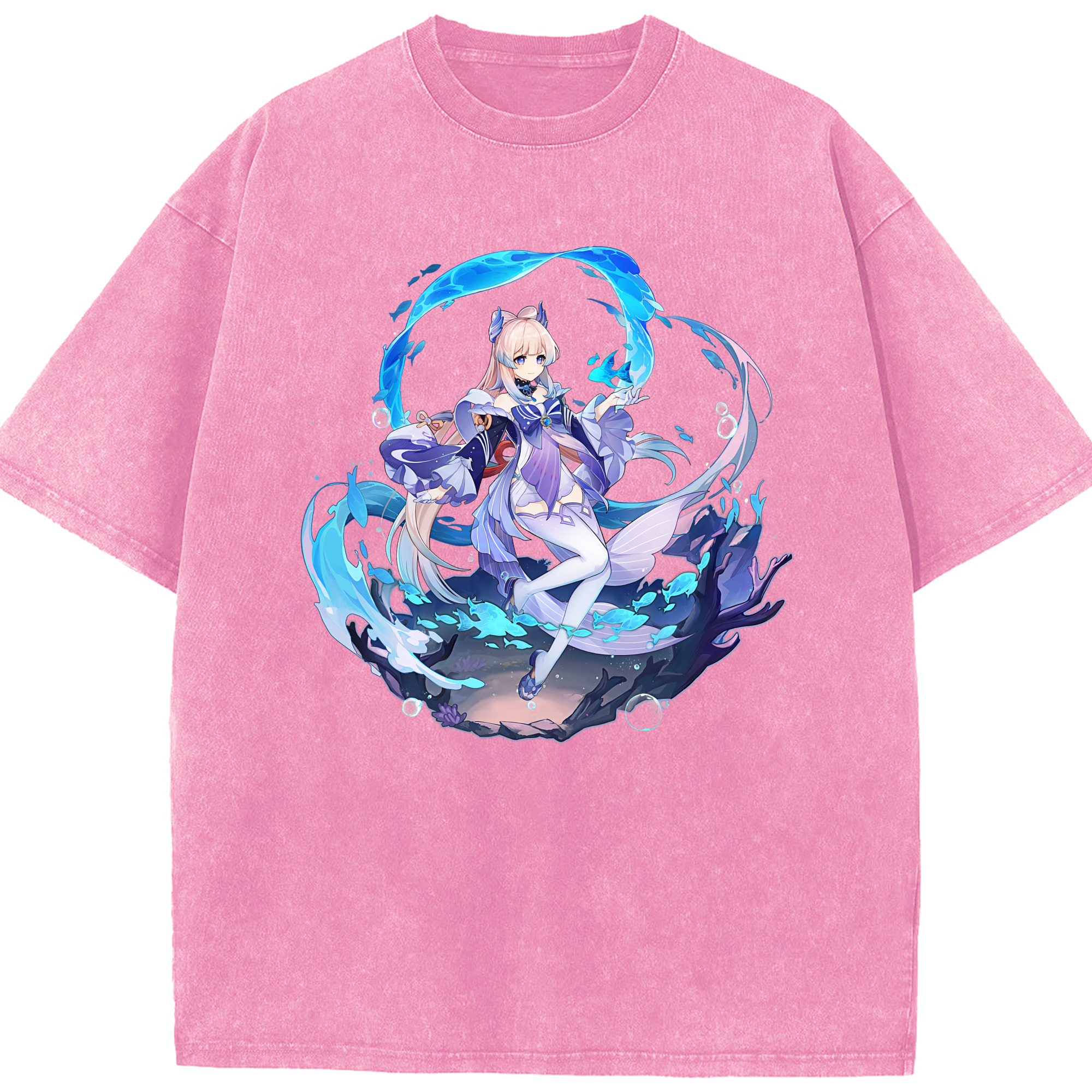 げんし神 珊瑚宮心海 サンゴノミヤ・ココミ genshin Sangonomiya Kokomi 綿100% ヴィンテージ風 半袖Tシャツ（フロントプリント）